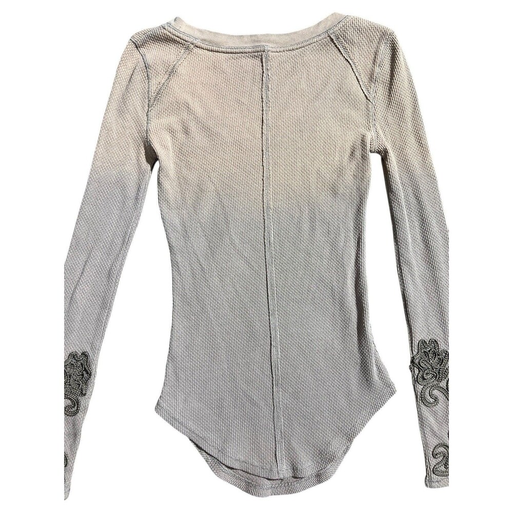 Free People Masquerade Cuff Long-Sleeve Thermal Top Ombré Sz S - Picture 9 of 12